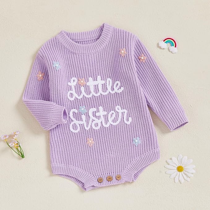 FYBITBO Baby Girl Boy Sweater Knit Oversized Pullover Sweatshirt Romper Onesie Warm Fall Winter Clothes Outfit Newborn