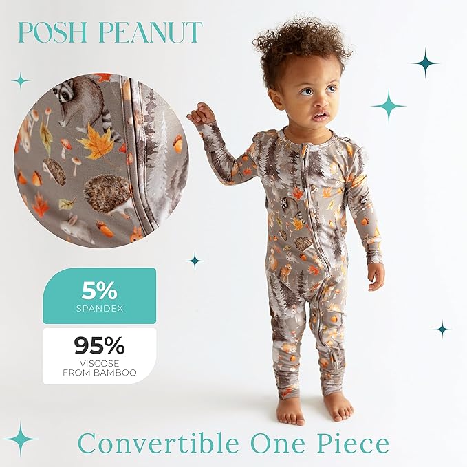 Posh Peanut Convertible Baby Sleepers - Girls Footless Baby Pajamas with 2 Way Zipper for Easy Diaper Changes