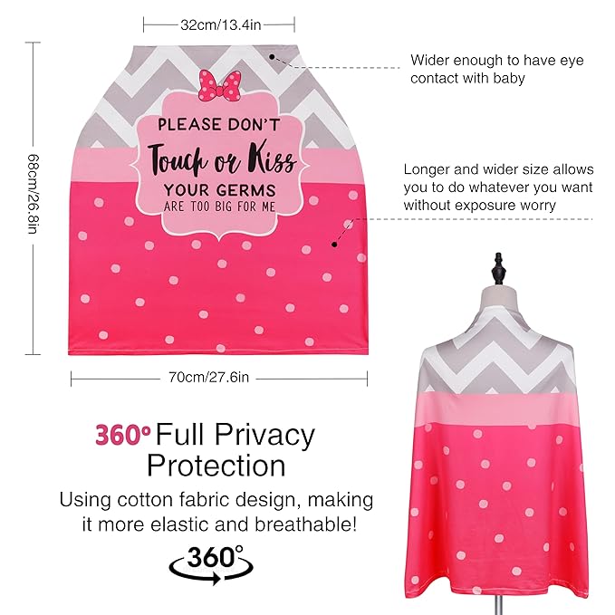 Metplus No Touch Sign Car Seat Cover for Babies, Mom Nursing Covers Breastfeeding Scarf, Multi Use Infant Carseat Canopy for Newborn Carrier/Stroller/Shopping Cart, Baby Shower Gifts for Boy Girl