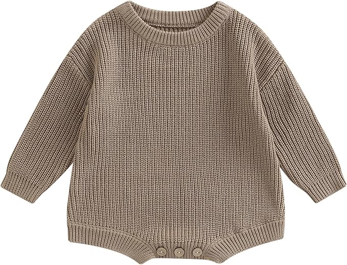 FYBITBO Baby Girl Boy Sweater Knit Oversized Pullover Sweatshirt Romper Onesie Warm Fall Winter Clothes Outfit Newborn