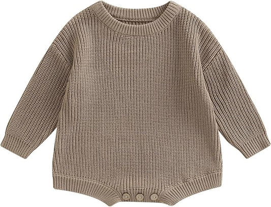 FYBITBO Baby Girl Boy Sweater Knit Oversized Pullover Sweatshirt Romper Onesie Warm Fall Winter Clothes Outfit Newborn