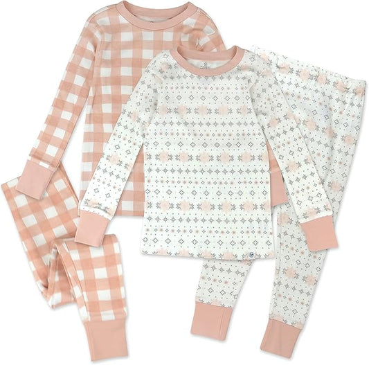 HonestBaby 4 Piece Pajamas Sleepwear Pjs 100% Organic Cotton for Infant Baby and Toddler Boys, Girls, Unisex