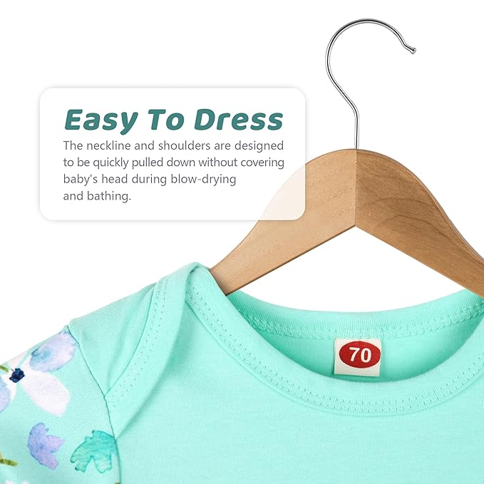 Baby Gown 0-6 Months Newborn, Super Soft Breathable Baby Nightgowns, Little Sister Nightgowns Coming Home Infant Gown with Headband Set Mint Green