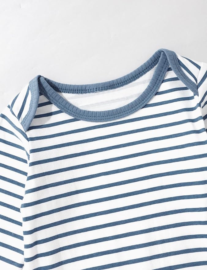 oklady Baby Boy Clothes Stripe Pattern Print Romper Top and Baby Overalls with Hat 0-18 Months Baby Boy Outfits