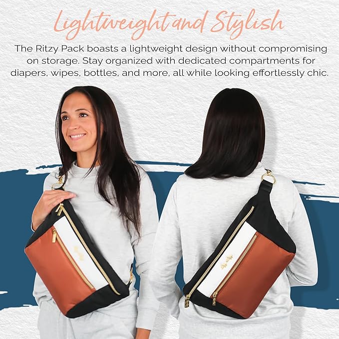 Itzy Ritzy Adjustable Strap-Wear as a Crossbody, Belt Shoulder Bag, Coffee & Cream, Small