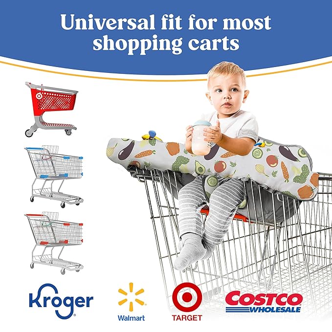 PILLANI Shopping Cart Cover for Baby, High Chair Cover for Restaurant Seat - Grocery Cart Cover for Baby Girl and Boy, Comfortable Cotton Buggy Covers for Babies - Padded Toddler Shopping Cart Cover