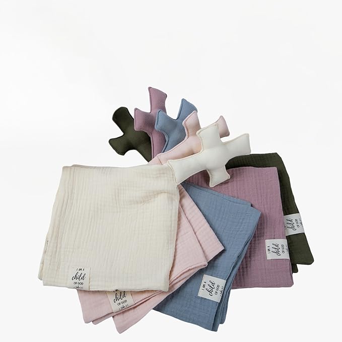 Cross Lovey, Cross Security Blanket, Christian Baby Gift, Baptism Gift, Easter Gift, Newborn Baby Gift, Blessing Blanket (Cream)