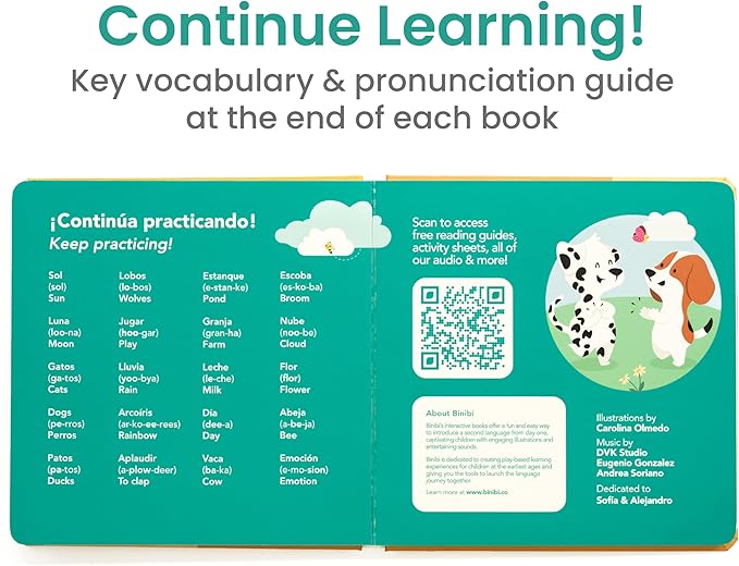 Binibi Spanish Musical Book for Toddlers Sol Solecito & Other Nursery Rhymes | Spanish Learning for Kids | Bilingual Children's Sound Book | Libro en español para bebés