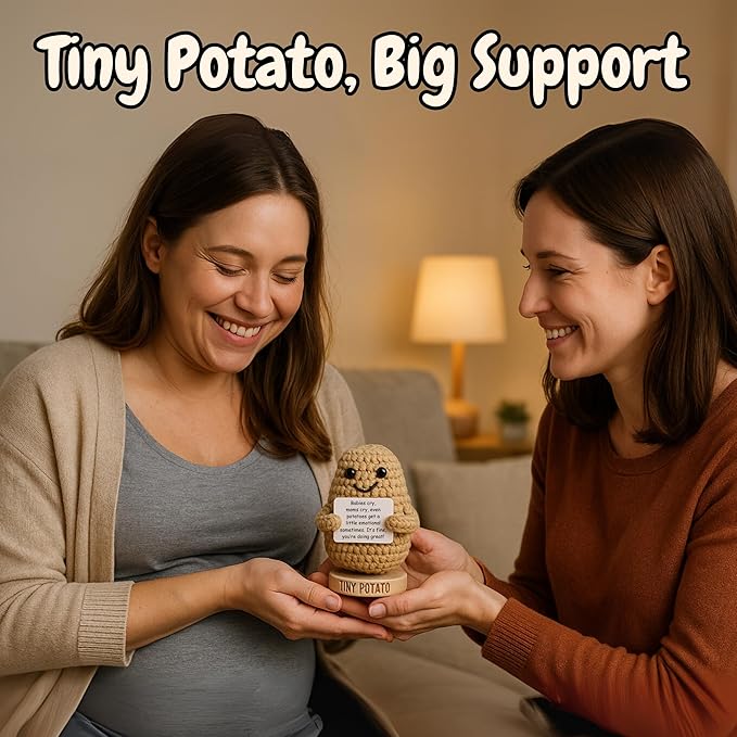 Funny Pregnancy Gifts for First Time Expecting Mothers - Handmade Crochet Potato Doll with 30 Funny Signs for Expecting Soon to Be Moms Pregnant Women - New Mom to be Gifts for 1st time Mom