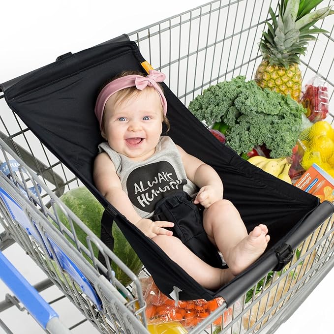 Shopping Cart Hammock – Infant Seat for Grocery Carts – Holds Car Seats Securely – Compatible with Select 4-Seater Wagons (20–24” Wide) – Supports Up to 50 lbs – Black