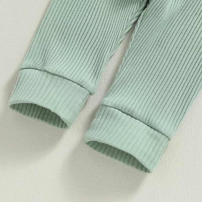 Newborn Baby Boy Girl Clothes Ribbed Knitted Long Sleeve Romper Pants Solid Cotton Infant Fall Winter Outfits 2Pcs