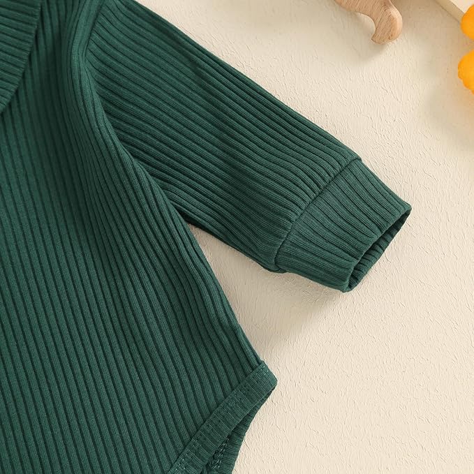 Newborn Baby Boy Girl Clothes Ribbed Knitted Long Sleeve Romper Pants Solid Cotton Infant Fall Winter Outfits 2Pcs