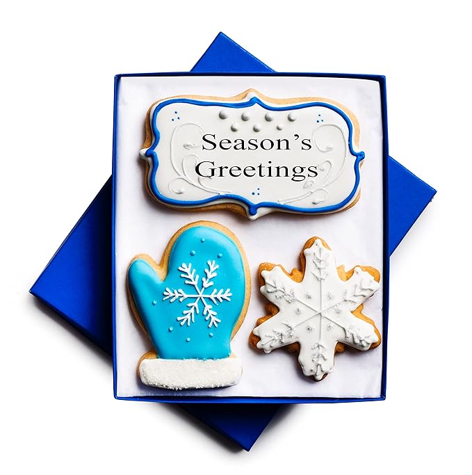 Christmas Cookies, Hand Decorated Vanilla Sugar Cookies, Christmas Gift Basket, Gourmet Holiday Food Gift Box, Christmas Gifts, For Women, Him, Her, Office, Corporate, employee, 3 Count Custom Cookies