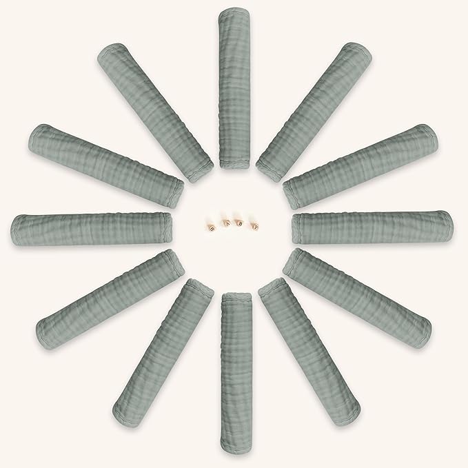 12 Pack Muslin Burp Cloths - Large 20" x 10", Ultra Absorbent 100% Cotton for Baby Drool and Messes - Soft, Gentle Baby Burp Rag for Boys & Girls -Green