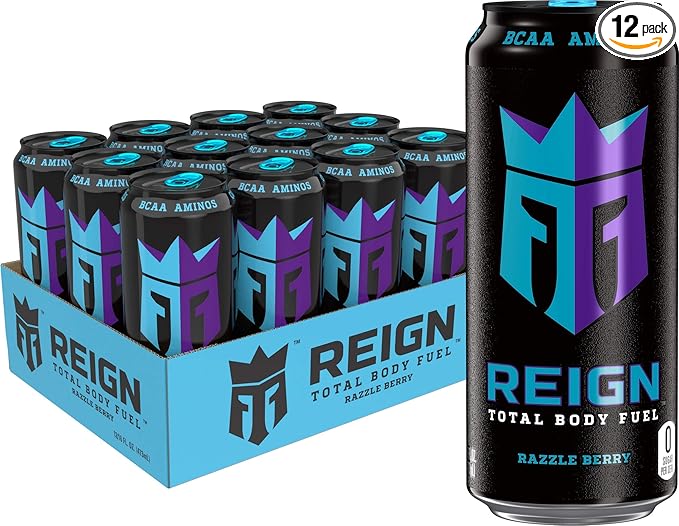 Reign Total Body Fuel, Razzle Berry, Fitness & Performance Drink, 16 Ounce (Pack of 12)