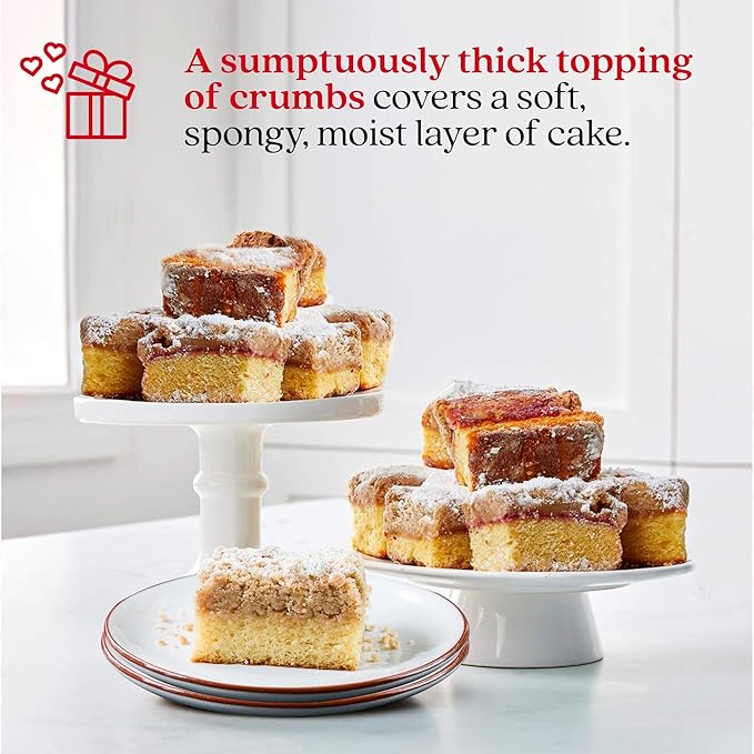 David's Cookies Fresh Baked Gourmet Crumb Cake Food Gift Basket - Gourmet Crumb Cake Assortment With Original Butter, Raspberry Gift Basket - Ideal Gift for Corporate Birthday Fathers Mothers Day Get Well and Other Special Occasions - 2 lb (14 pcs)