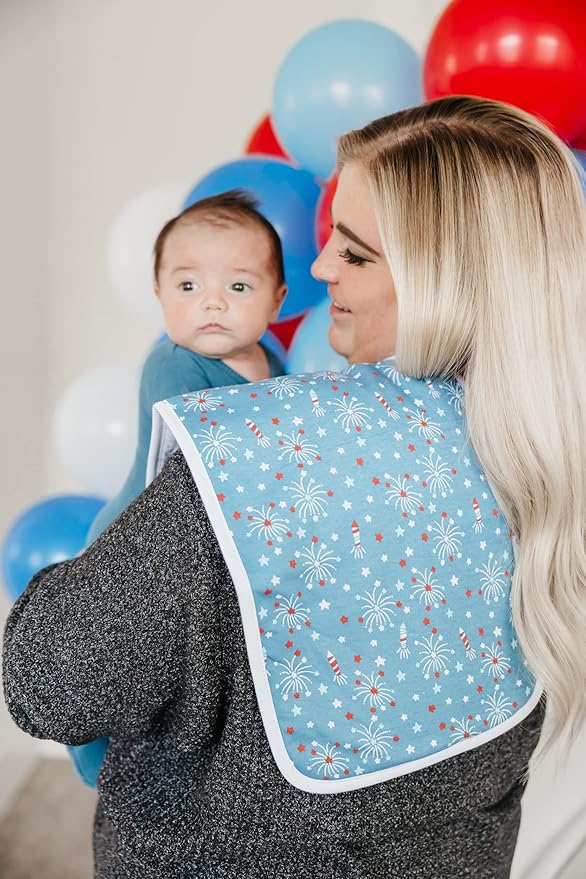 Copper Pearl Premium Baby Burp Cloths - 3-Pack Large Cotton Burp Cloths, Extra Soft Spit Up Rags with 3 Absorbent Layers, Perfect for Baby Boy and Baby Girl Gifts (21" x 10" Size, Spangled Set)