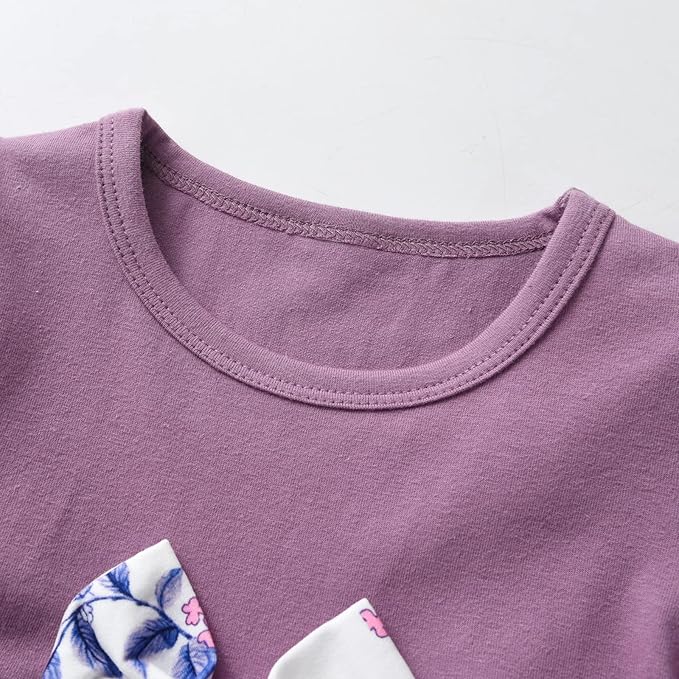 3PCS Baby Girl Clothes Ruffle Floral Shirt Tops Pants Headband Outfit Sets