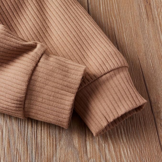 CIYCUIT Newborn Baby Boy Clothes Ribbed Knit Long Sleeve Bodysuit Pants 2-Piece Fall Winter Outfits