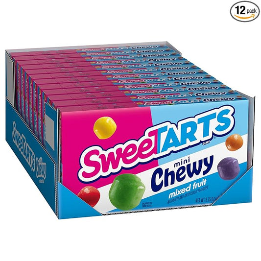 SweeTARTS Mini Chewy, Candy, Mixed Fruit, Theater Box, 3.75 oz, 12 count