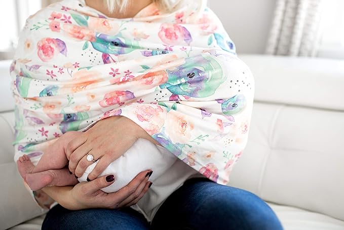 Copper Pearl Multi-Use Cover: Car Seat, Nursing, and Stroller Cover for Sun - Stretchy Fabric, All-Season Use, Stylish Designs, Easy Access for Moms - Bloom