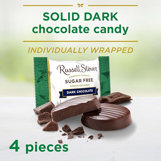 RUSSELL STOVER Sugar Free Dark Chocolate Medallions Candy, 2 oz. bag (Pack of 10)