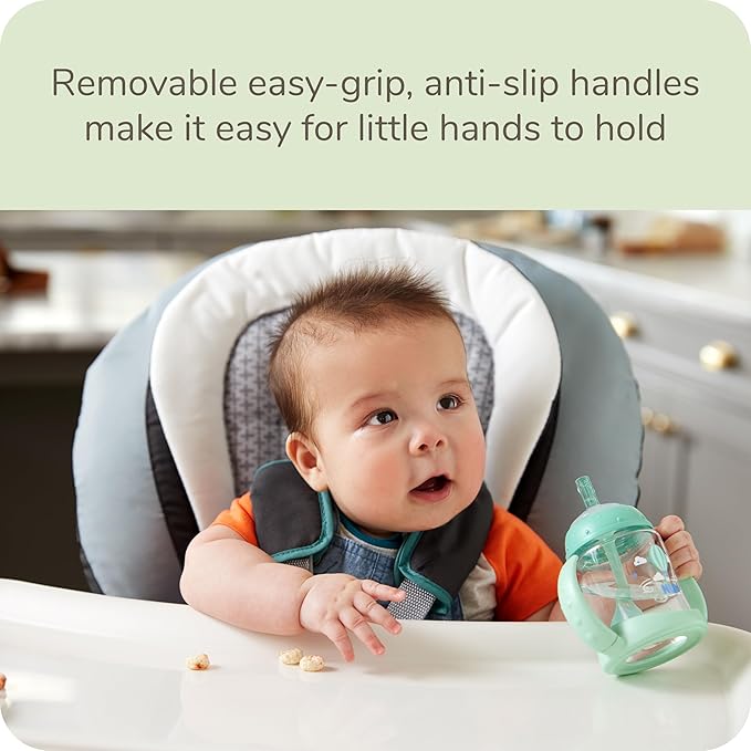 NUK Learner Straw Cup, 5oz, 2-Pack - Toddler Sippy Cup with Soft Straw for Easy Drinking, Suitable for Ages 8 Months and Up, Green