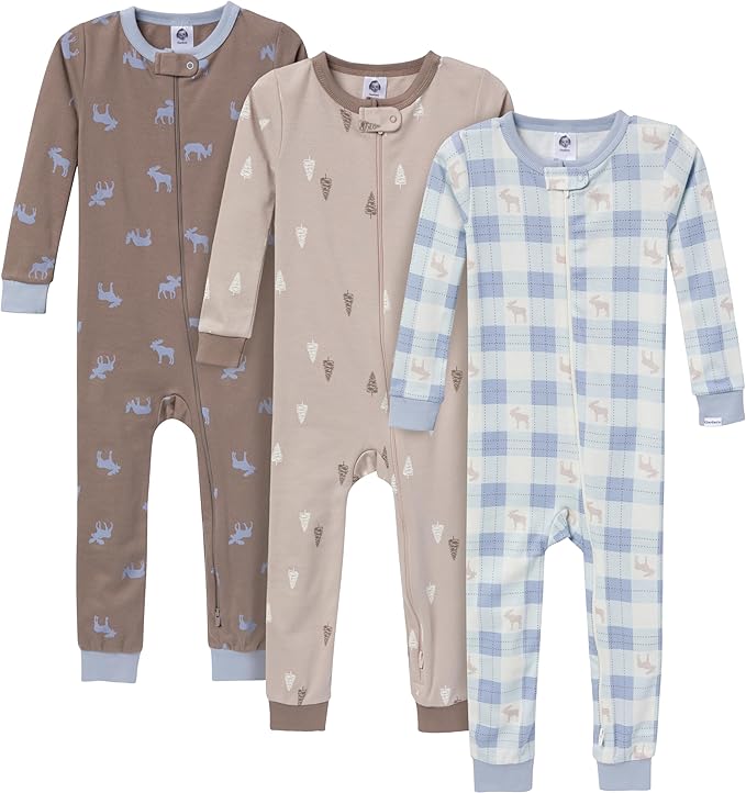 Gerber Baby-Boys 3-Pack Snug Fit Footless One-Piece Cotton Pajamas