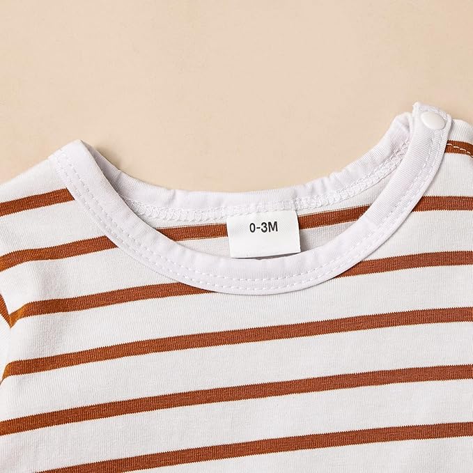 Baby Boy Clothes Newborn Outfits Stripe Romper Infant Cartoon Overall Adjustable Suspender Pants Set 0-18 Months