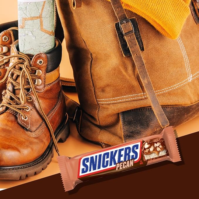 SNICKERS Pecan Milk Chocolate Candy Bar - Full Size Chocolate Candy Bars, Bulk Box Individually Wrapped, 24-Pack