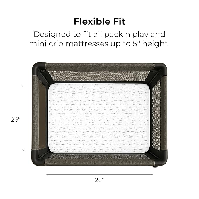 Ely’s & Co. Pack and Play Sheets, for Mini/Portable Crib, 2 Pack Fitted Playpen Play Yard Sheet Set Compatible with Graco Pack n Play, for Baby Boys/Girls, 100% Cotton, Forest Grey Floral, 38”x24”x5”