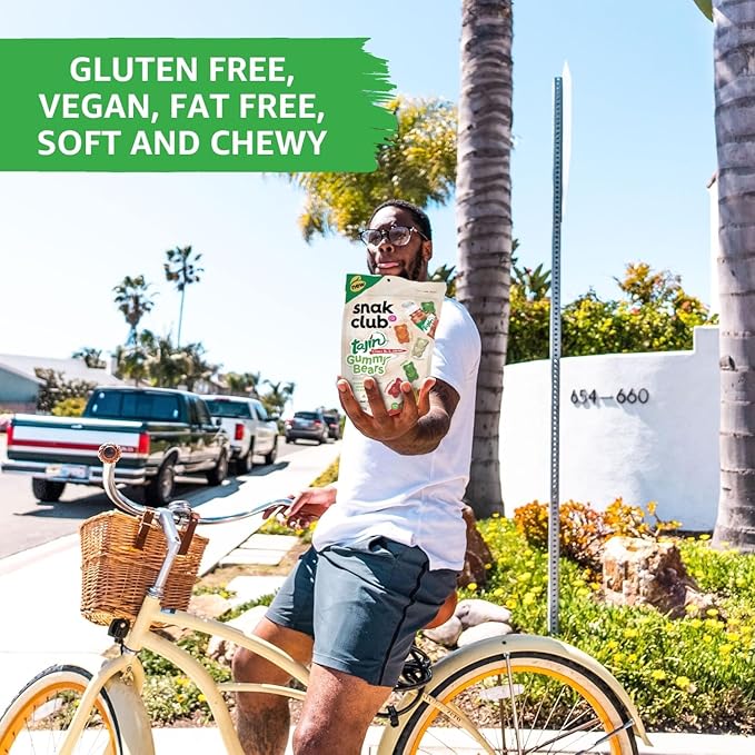 Snak Club Gummy Bears, Tajin Chili & Lime Sweet and Spicy Gummy Candy, Mild in Heat Bold in Flavor, Low-Fat, Vegan, Gluten-Free Snack, 9 oz Large Resealable Bag (Pack of 2)