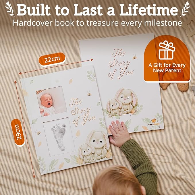 Baby Memory Book, modern for boy or girl, Baby Book Keepsake, minimalist milestone journal from birth to age 5, includes 15 stickers, Baby Book to record special moments