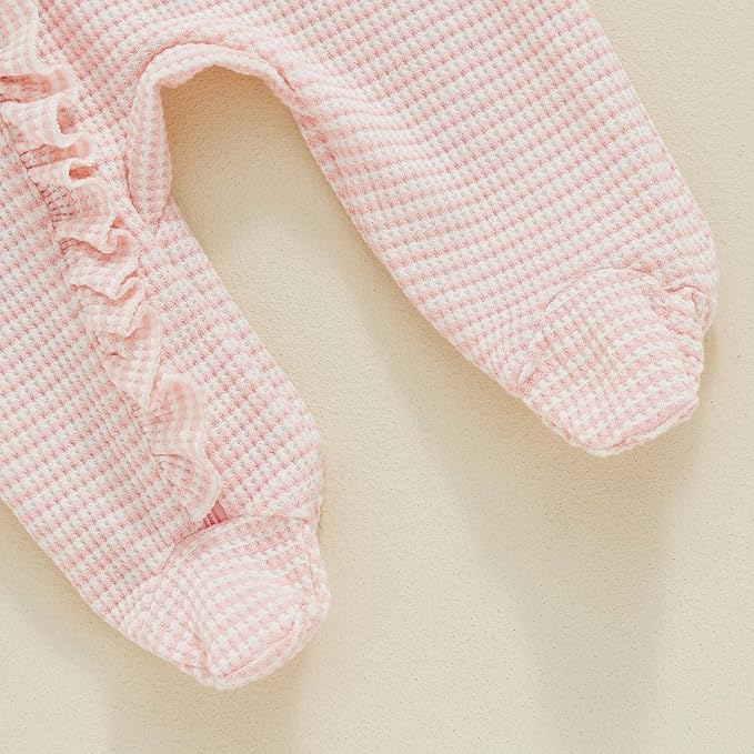 Newborn Girl Clothes Baby Girl Coming Home Outfit Zipper One-piece Outfits Ruffle Footie Bodysuit Jumpsuit Headband