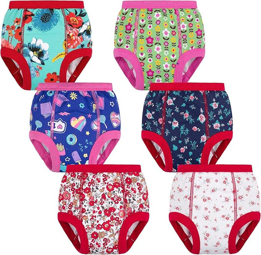 BIG ELEPHANT 6-Pack Potty Training Pants – 100% Cotton Absorbent Toddler Underwear for Boys and Girls (12M-10Y)