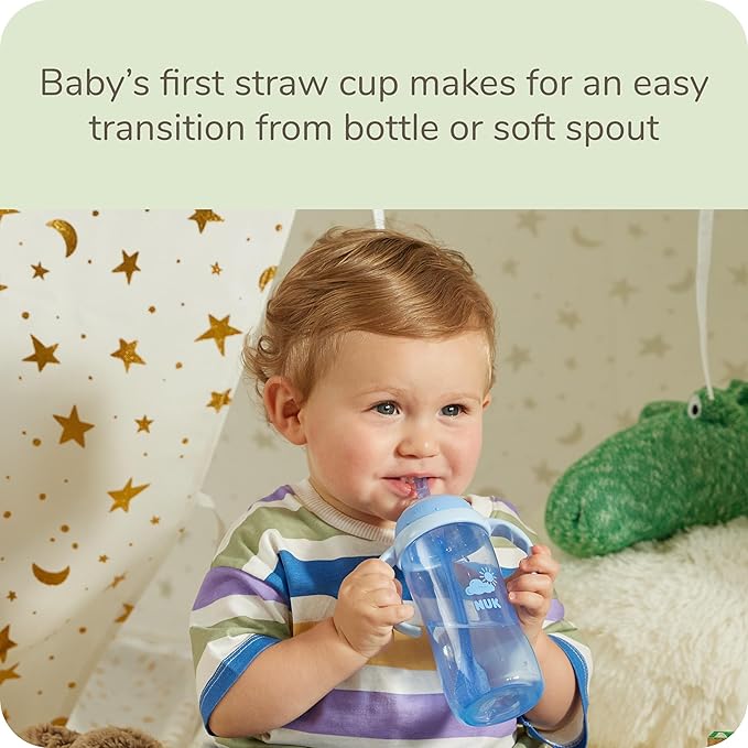 NUK Learner Straw Cup 10oz - Toddler Cup with Soft Straw for Easy Drinking Suitable for Ages 8 Months and Up