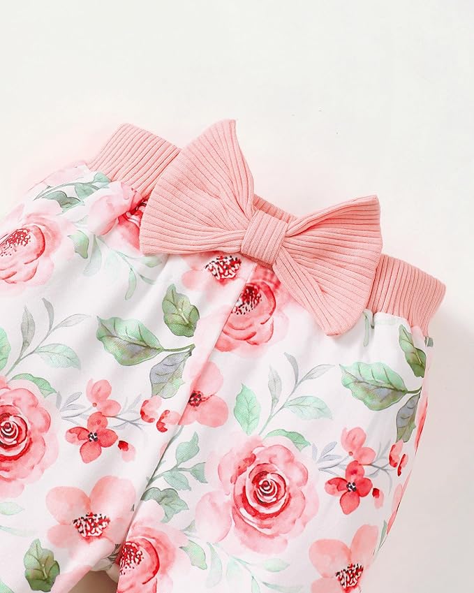 SUNNY PIGGY Baby Girl Clothes Newborn Outfits Infant Ruffle Romper 0-18M Fall Winter Flower Plaid Pants Clothing Set