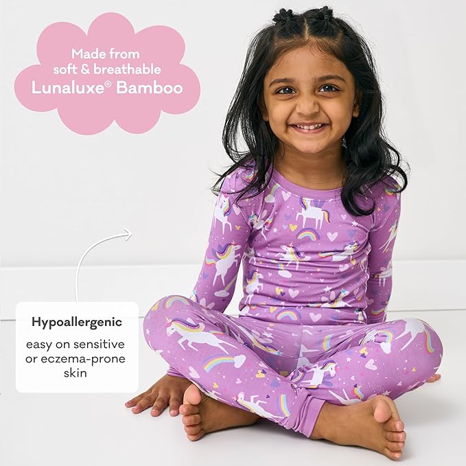 Little Sleepies Two-Piece Pajama Set for Boys & Girls, Soft Viscose from Bamboo Toddler Pajamas for Kids, Family Matching PJs