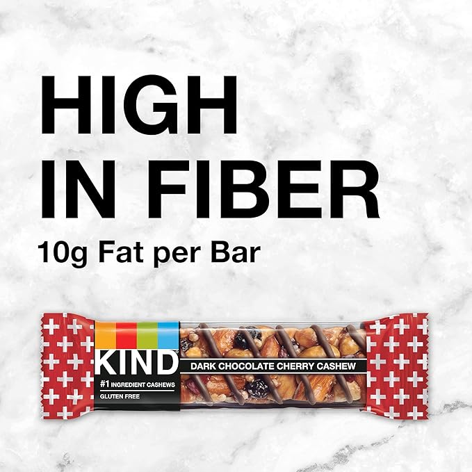 KIND Nut Bars, Dark Chocolate Cherry Cashew, Healthy Snacks, Gluten Free, 4g Protein, 12 Count