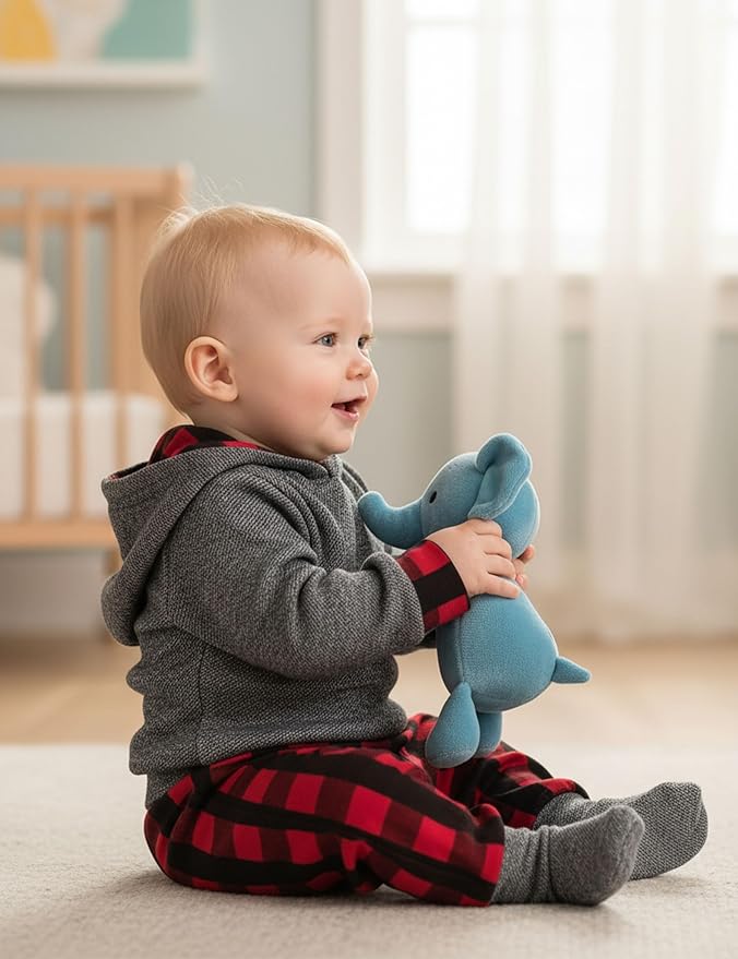 Fommy Newborn Baby Boy Clothes Plaid Letter Print Long Sleeve Hoodies + Long Pants 2PCS Fall Winter Outfits Set