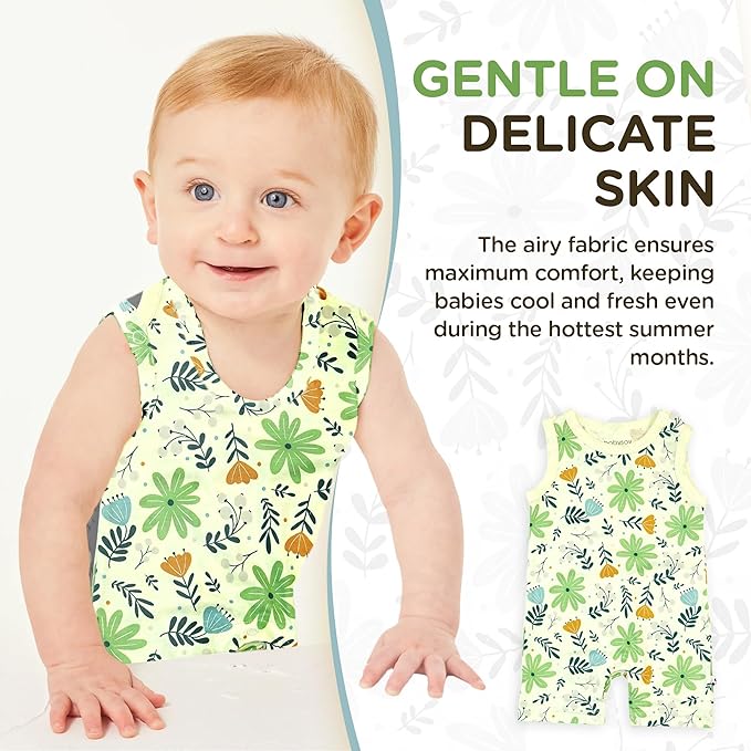 Babysoy Organic Pattern Print Tank Romper Shortall