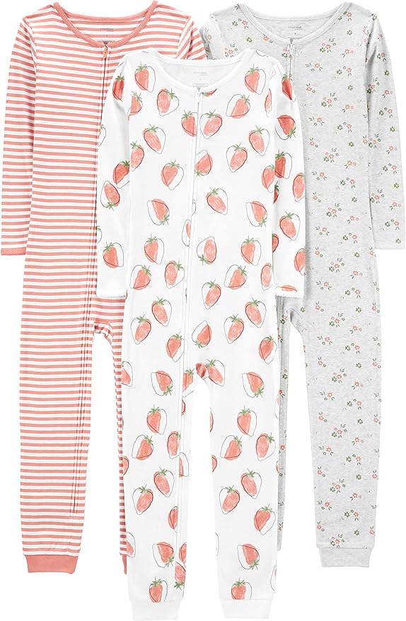 Simple Joys by Carter's Kids' 3-Pack Snug Fit Footless Cotton Pajamas