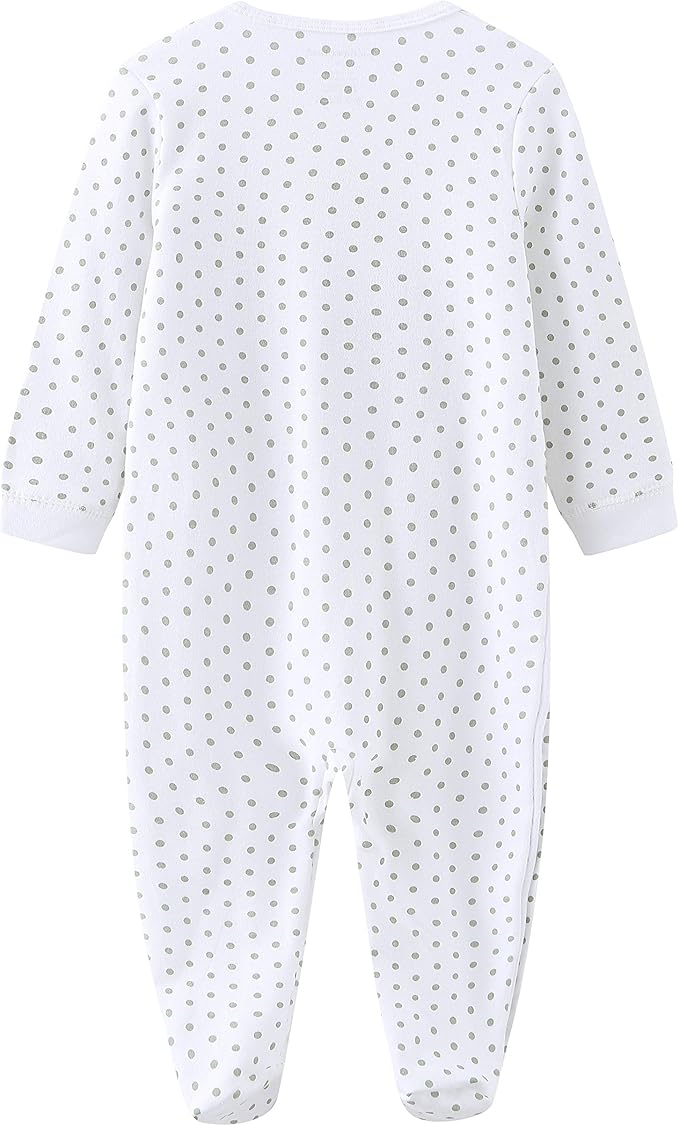 Kiddiezoom Baby and Toddler Boys'Snug Fit Footed One-Piece Romper Jumpsuit Cotton Cotton Footed Outfit White