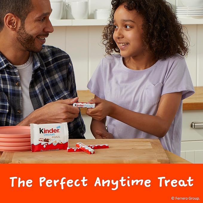 Kinder Chocolate, 18 Four Count Packs, Milk Chocolate Bar with Creamy Milky Filling, Individually Wrapped Candy, 1.8 oz Each