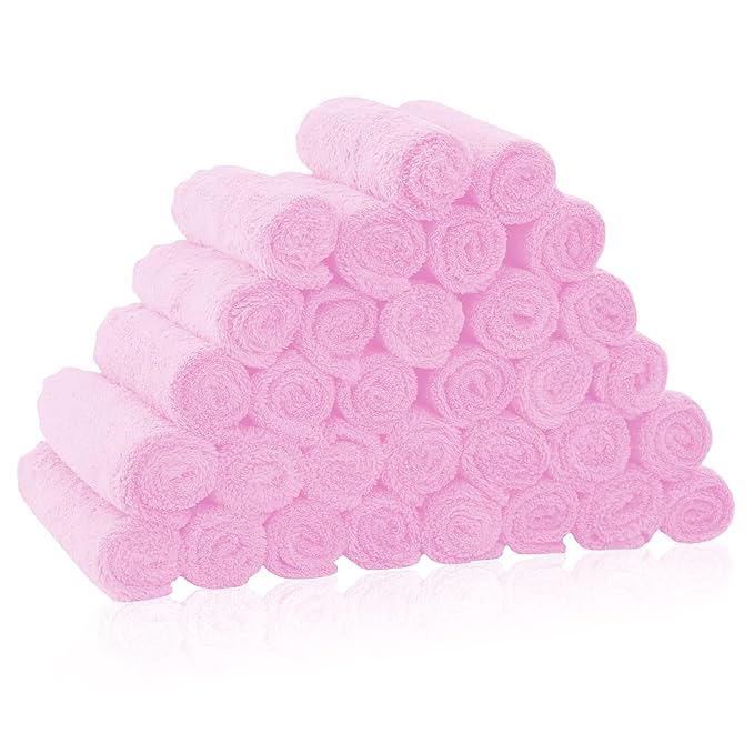 32 Pack Baby Washcloths - 10x10 Inch, Microfiber baby towel - Absorbent and Soft baby Wash Clothes for Newborns, Infants and Toddlers - Quick Dry baby boys and girls face towel - Frozen Berry