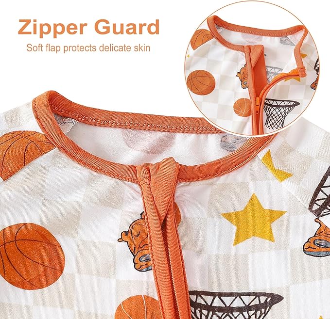 Chichoo Rayon from Bamboo Baby Pajamas Boy 2pack Baseball Football Infant 2 Way Zipper Pjs Romper Newborn Footless Sleeper
