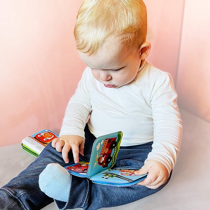 Floating Baby Bath Books - Transport Themed Bath Books for Babies, Infants - Waterproof, Mold-Free Bath Toys for Learning & Early Education