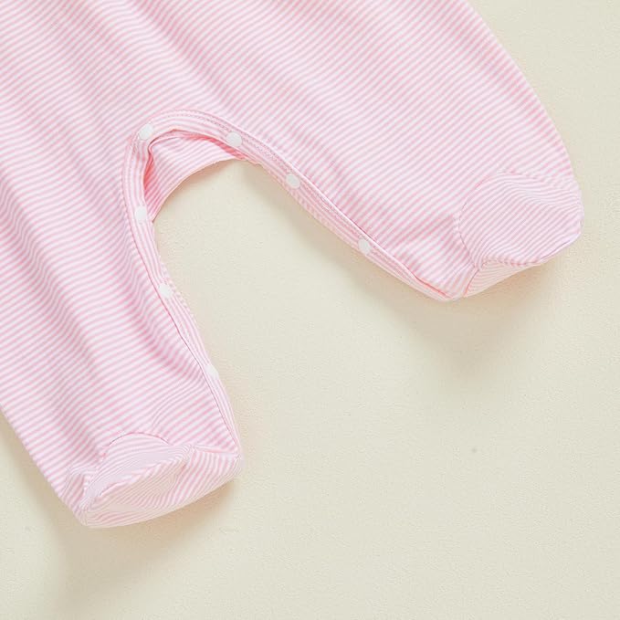 Newborn Baby Girl Footed Romper Onesie Little Sister Embroidery Fall Clothes Coming Home Outfit Vintage Jumpsuit