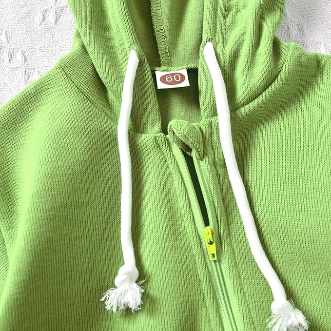 Unutiylo Unisex Baby Boys Girls Long Sleeve Infant Baby Zipper Hooded Jumpsuits Romper Loose Outfit Clothes