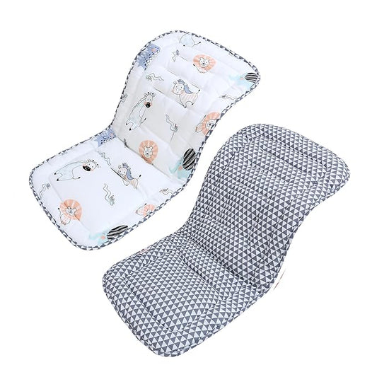Baby Stroller Cushion,Infant Car Seat Insert-Reversible Universal Breathable and Soft Newborn Stroller Mat,100% Cotton Cover Toddler Seat Pad Liner-34x78cm,1 Pack(Lion Dinosaur)